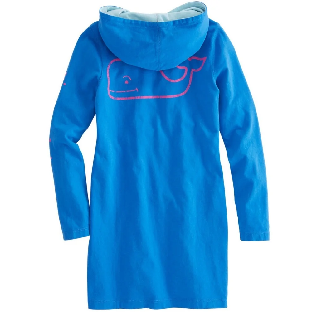 Vineyard Vines Long Sleeve Vintage Whale Hoodie Tee Dress Girls size L (14)